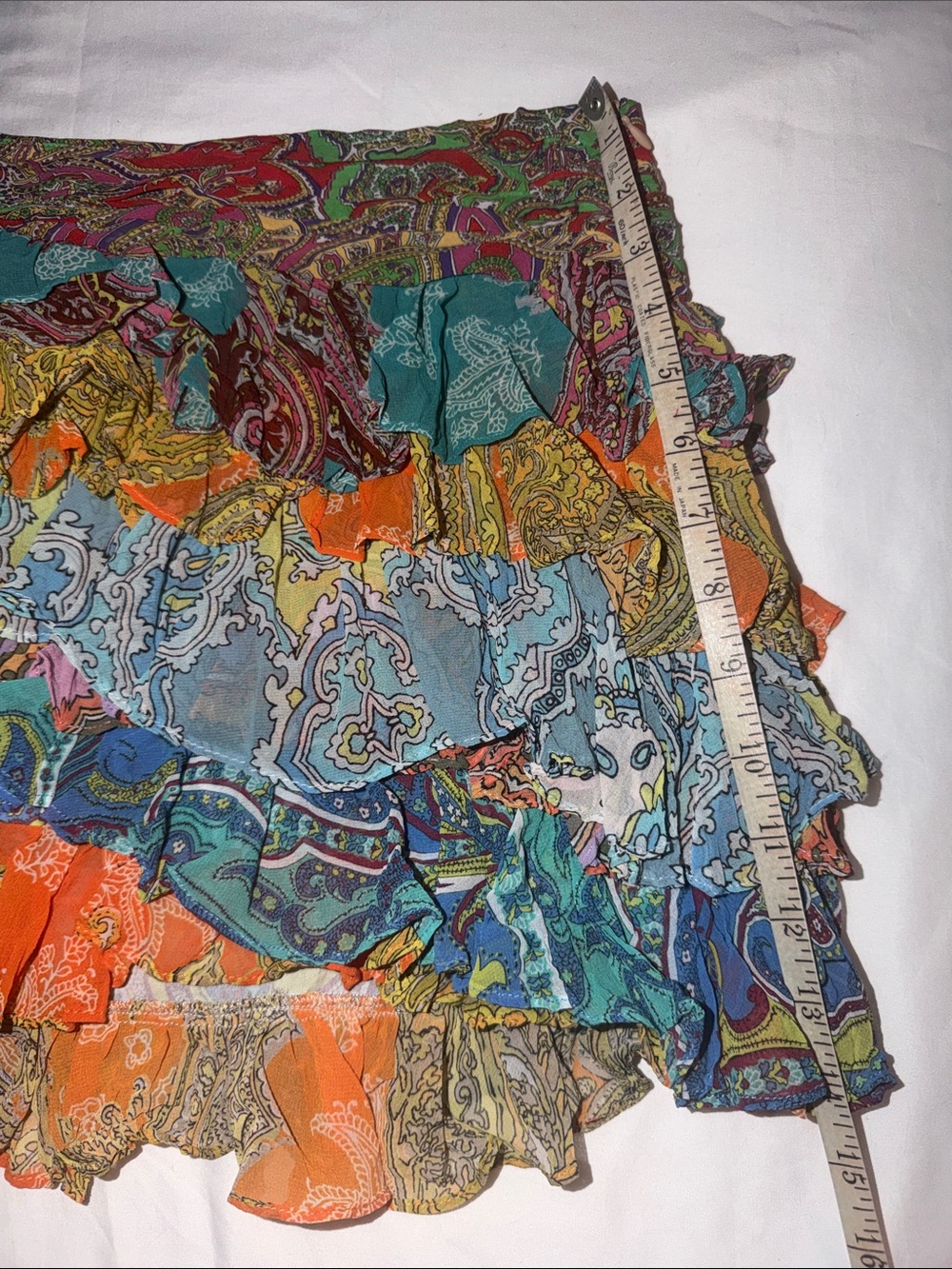 ZARA Colorful Paisley Patchwork Ruffle Mini Skirt, size medium - Picture 11 of 16